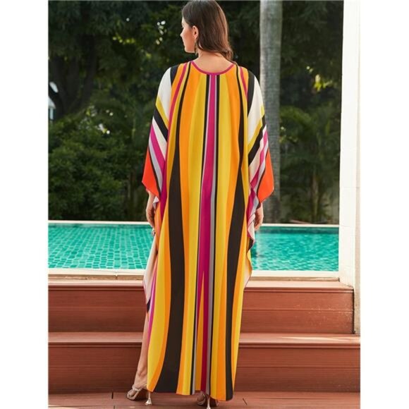 Kaftan Dresses for Women Plus Size Batwing Sleeve Caftans Long Bathing Suit - Picture 5 of 8